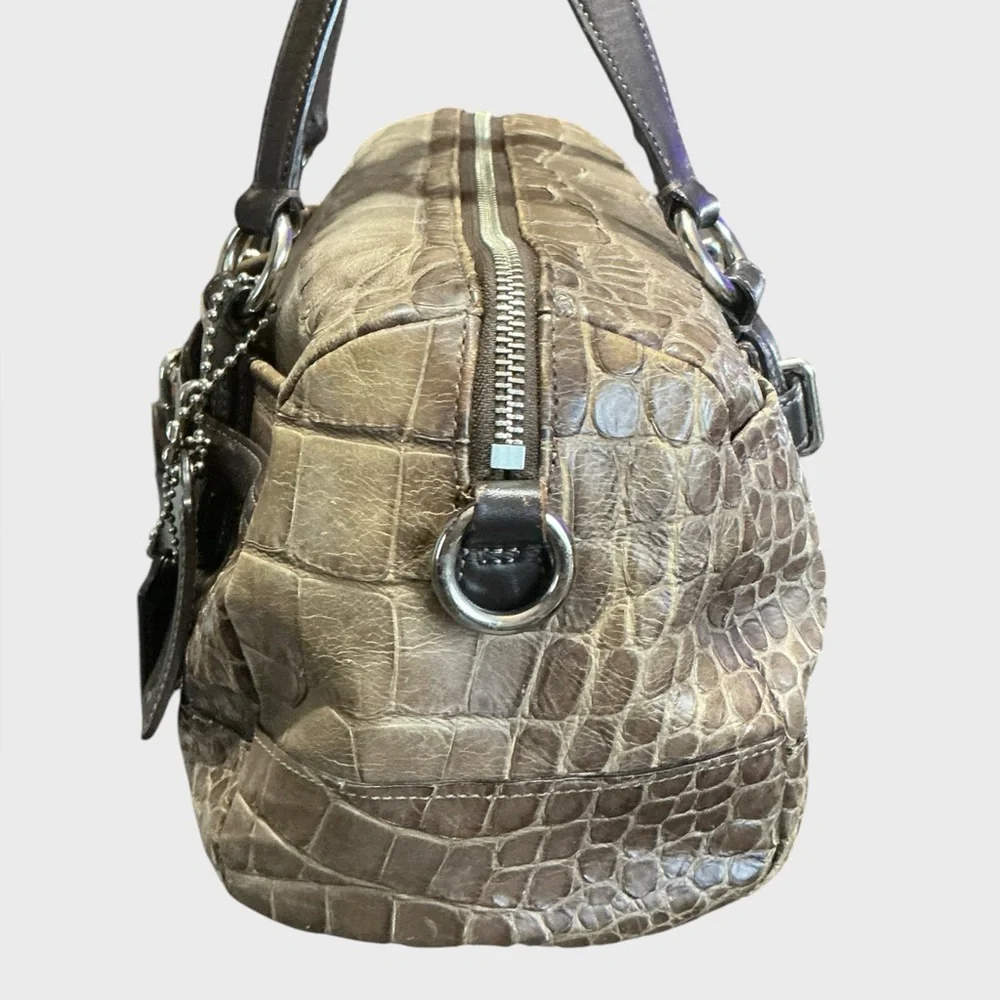 Coach Chelsea Embossed Croc Reese Satchel Style 18020 Brown Tan Leather